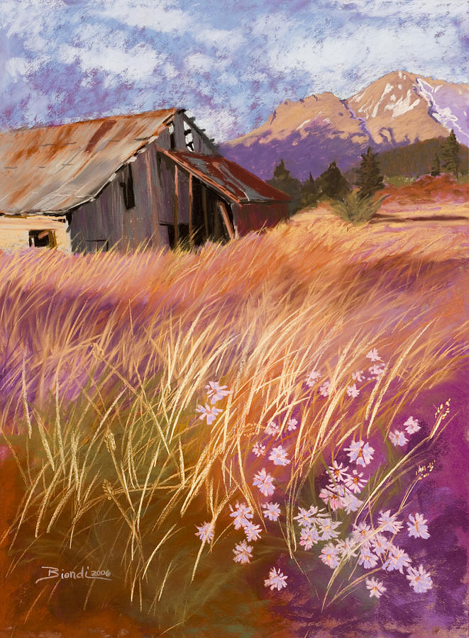 Barn Pastel - Old Land Trust Barn Mount Shasta by Janet Biondi Barn Pastel - Old Land Trust Barn Mount Shasta by Janet Biondi