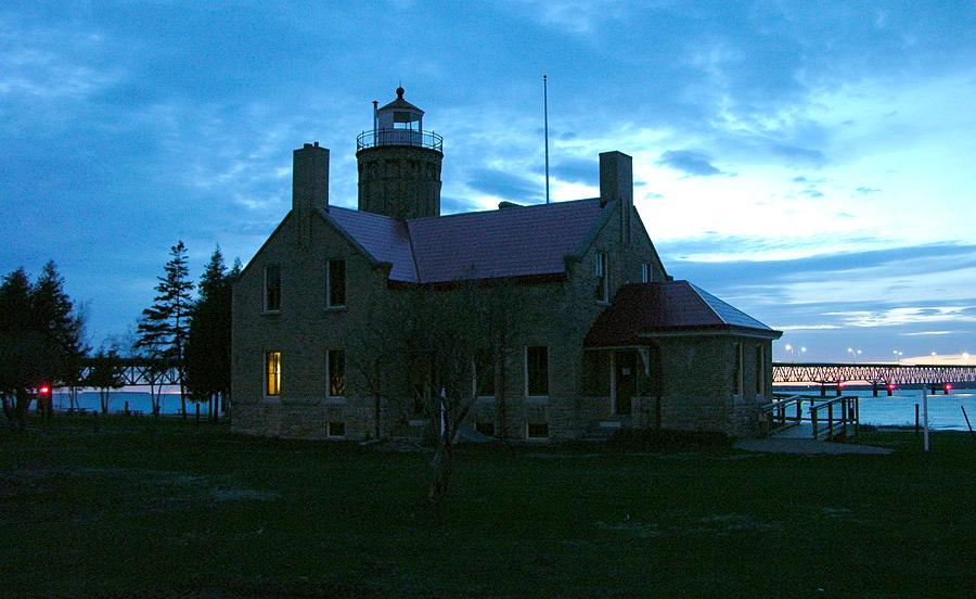 Old Mackinac Point Lighthouse at Dusk Photograph by Keith Stokes