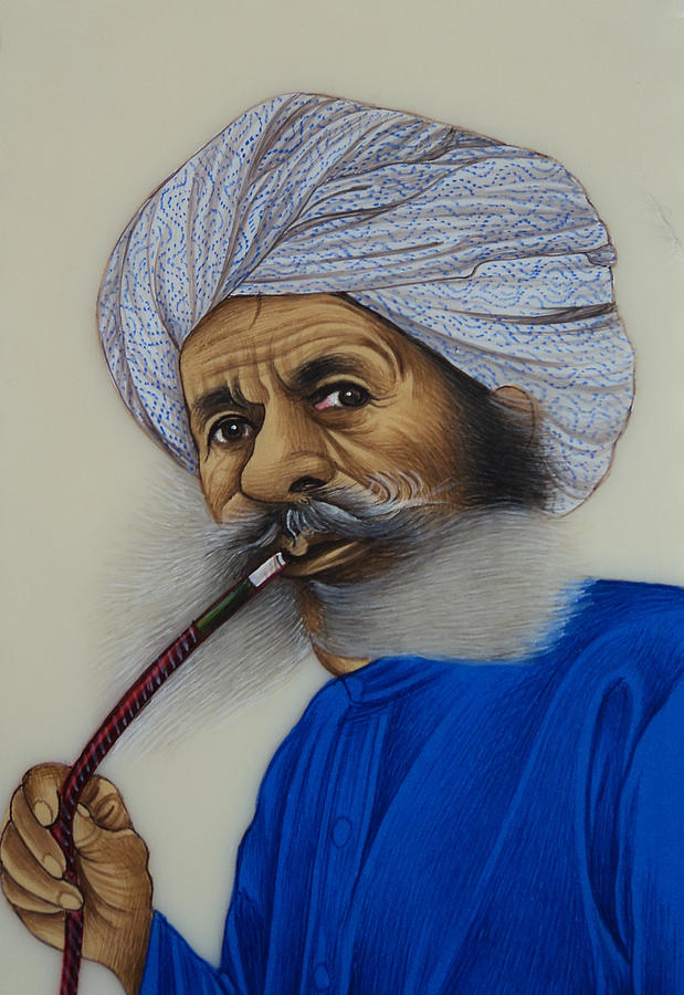 Old man with pipe Painting by Pankaj