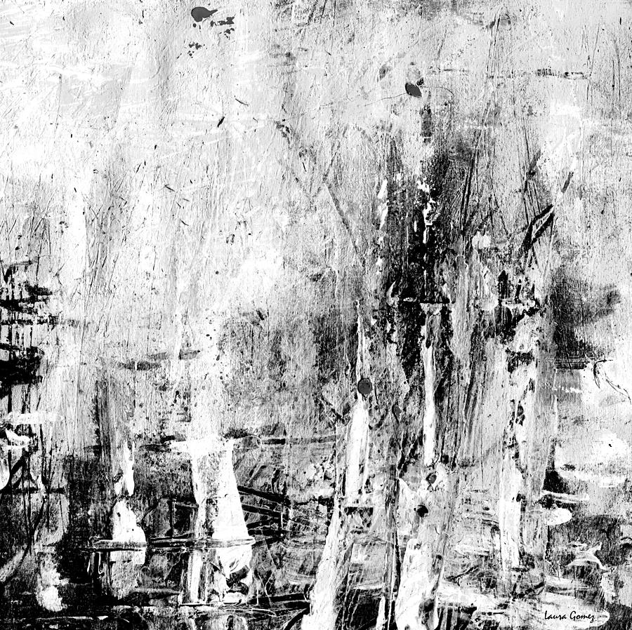 Old Memories -Black and White Abstract Art by Laura Gomez -Square Size Painting by Laura  Gomez