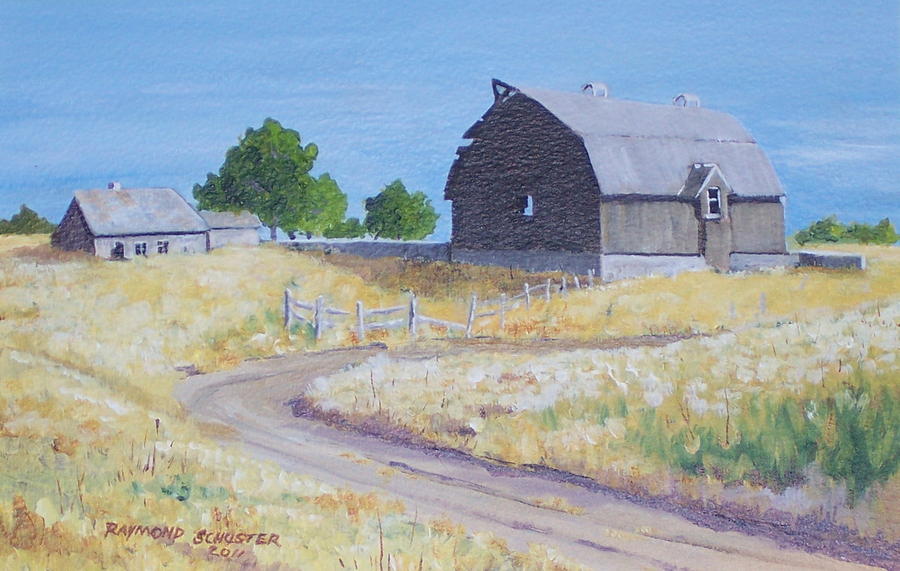 Landscape Painting - Old Nebraska barn by Raymond Schuster