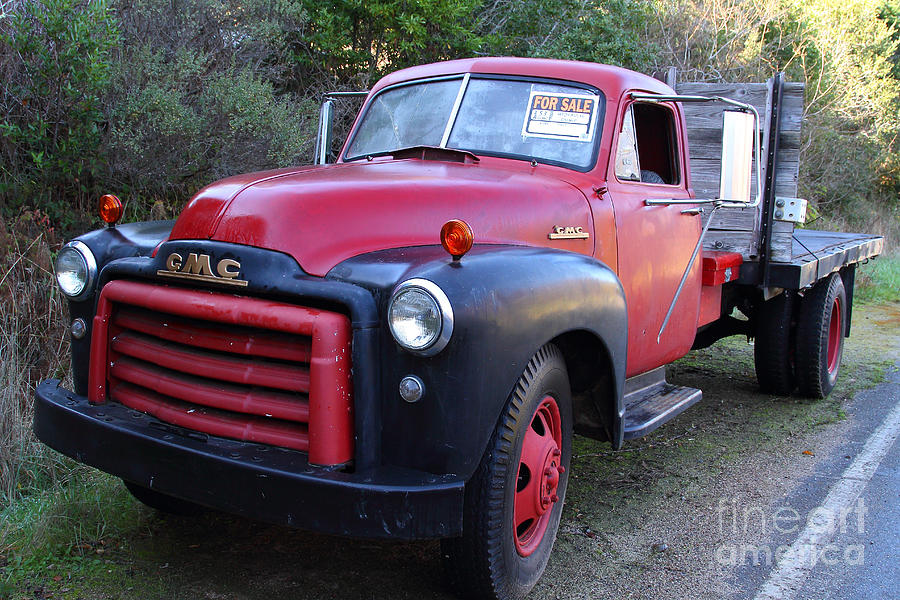 Old Nostalgic American GMC Flatbed Truck . 7D9821 Photograph by Wingsdomain Art and Photography