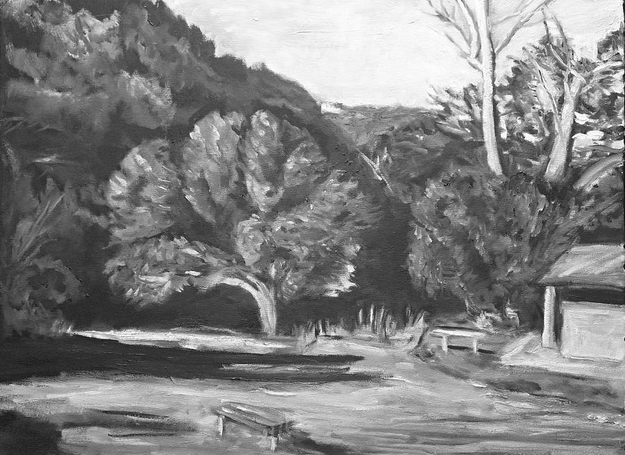 Old Oak Marion Bear BW  Painting by Jeremy McKay
