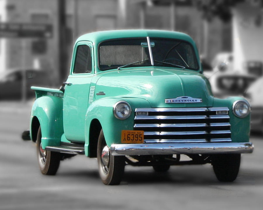 Old Pickup Truck Photo Teal Chevrolet by Terry Fleckney