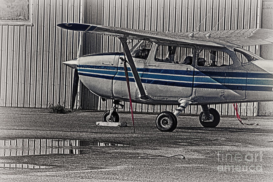 Old Plane Tied Up Black White Color Effect HDR Photograph by Al Nolan