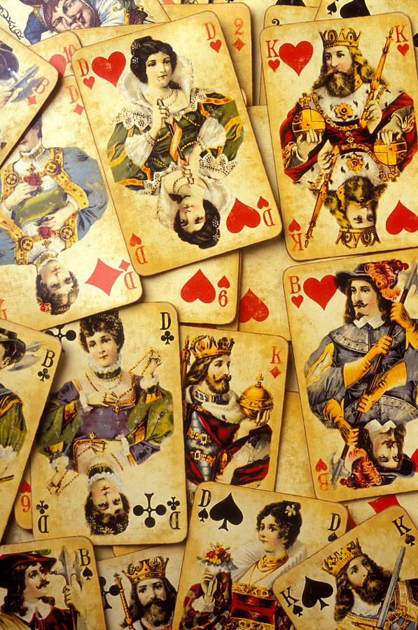 Queen Photograph - Old playing cards by Garry Gay