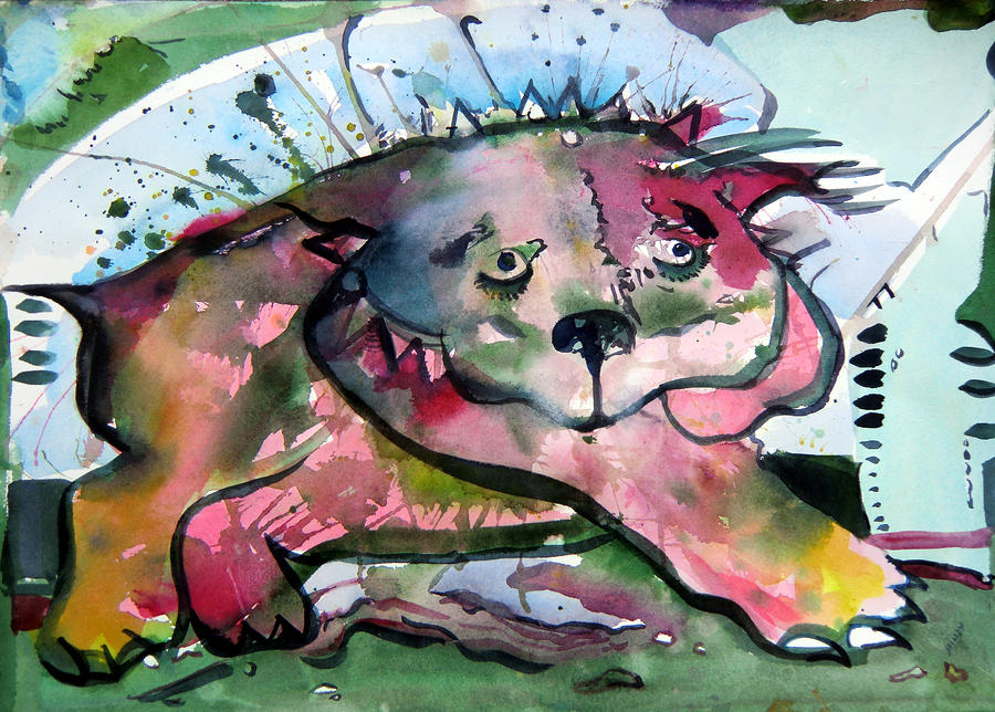 Abstract Painting - Old Red Dog by Mindy Newman