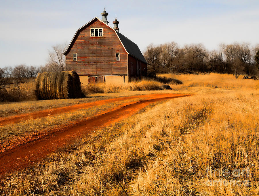 Old Barn Photograph - Old Red Road and Barn by Edward R Wisell