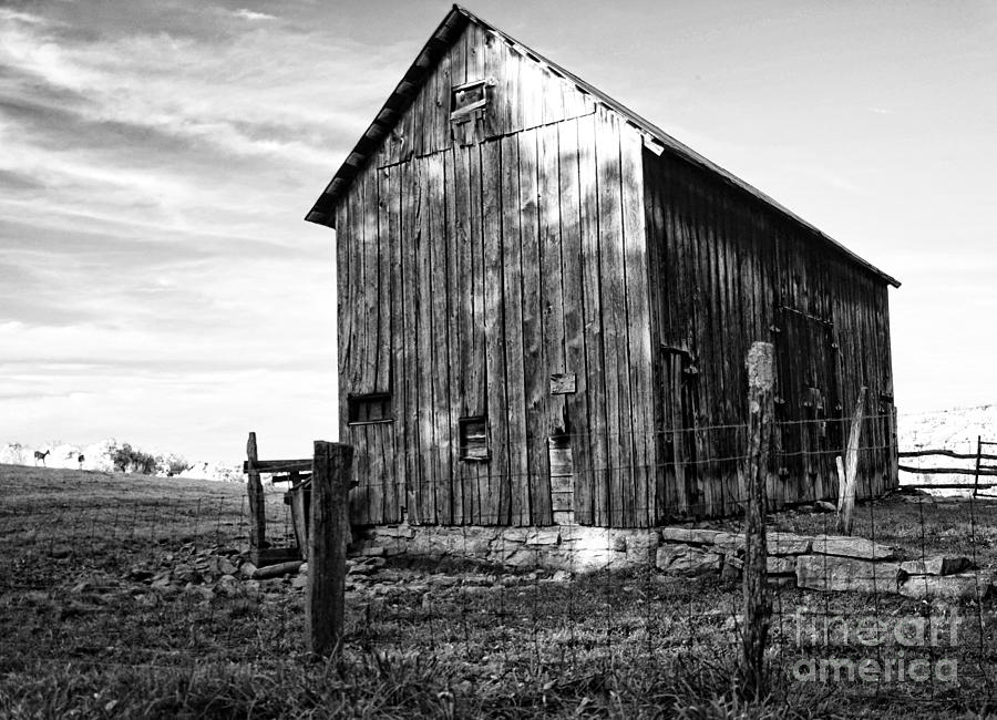 Old Rural Barn in West Virginia in black and white Photograph by Kathleen K Parker
