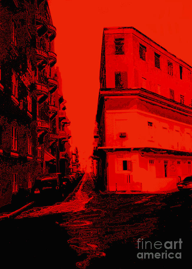 Abstract Photograph - Old San Juan in Red and Black by Ann Powell