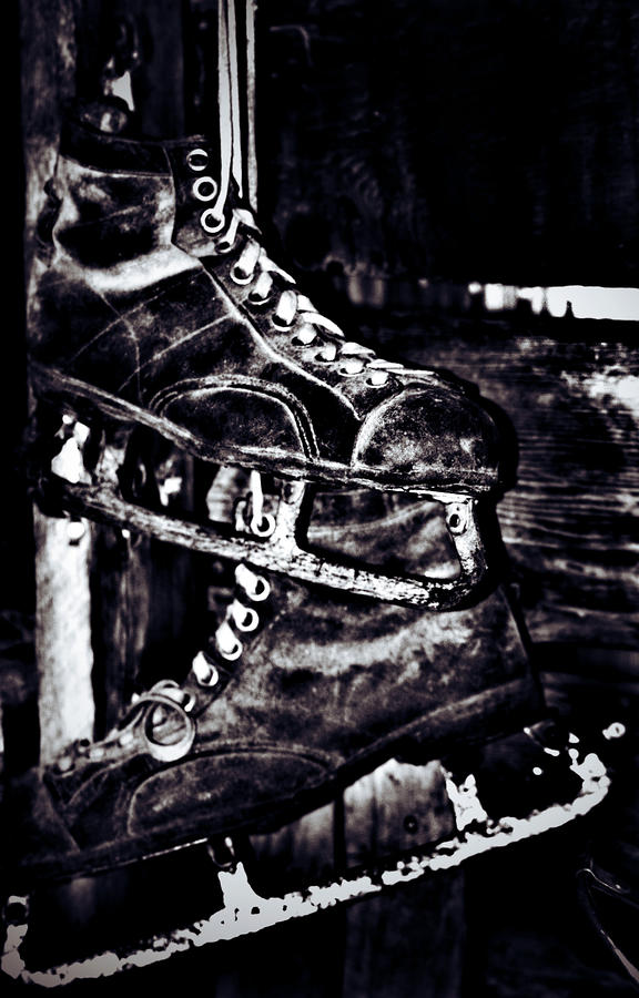 Black And White Photograph - Old skate  by J C