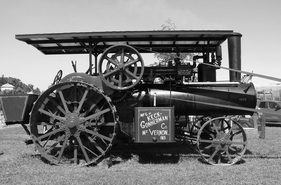 Black And White Photograph - Old Steam Tractor by Victoria Sheldon