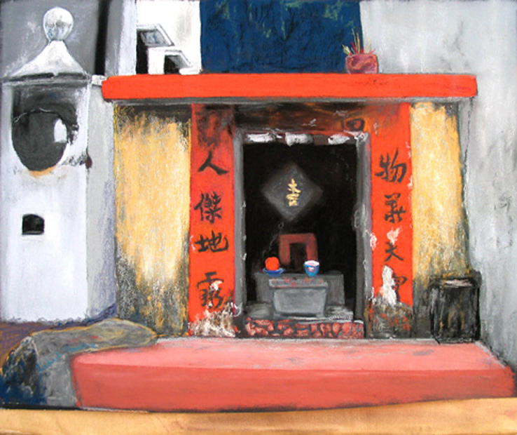 Temple Pastel - Old Temple in Macao by Deborah Farley