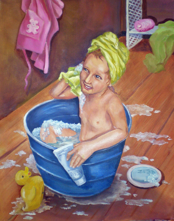 Old Timey Bath Painting by Carole Powell