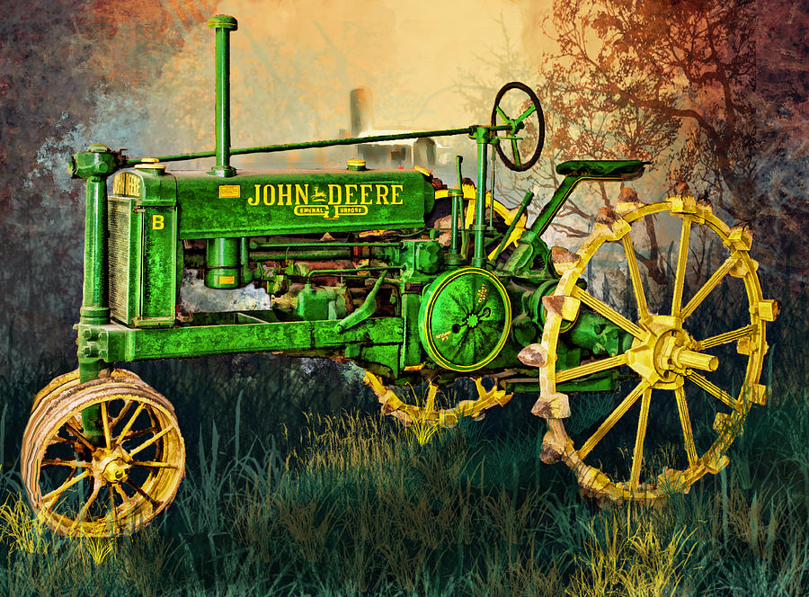 Fall Digital Art - Old Tractor by Mary Almond
