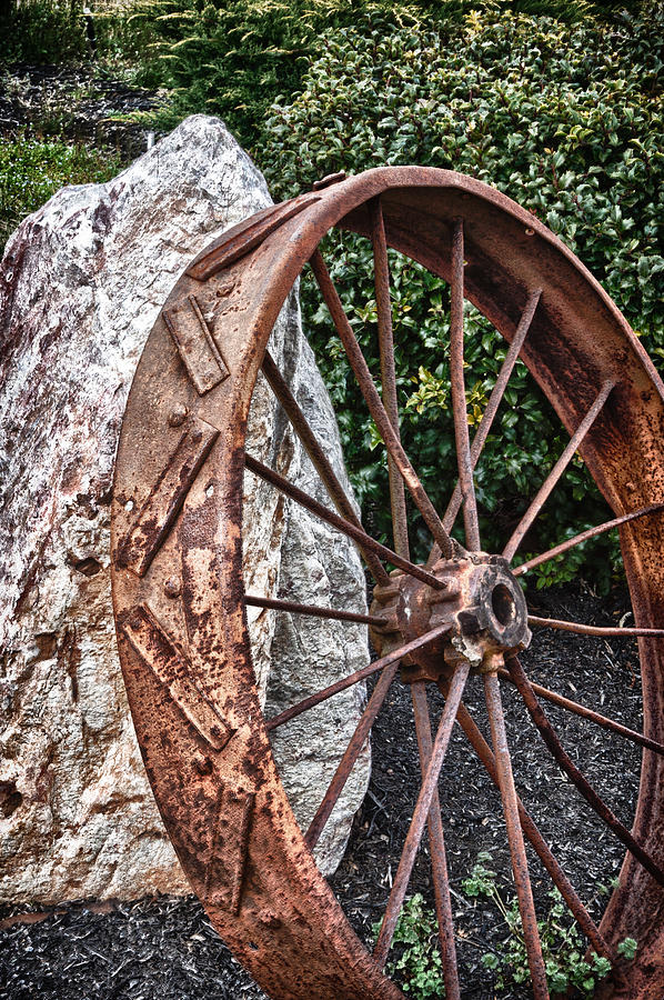 Old Tractor Wheel Photograph