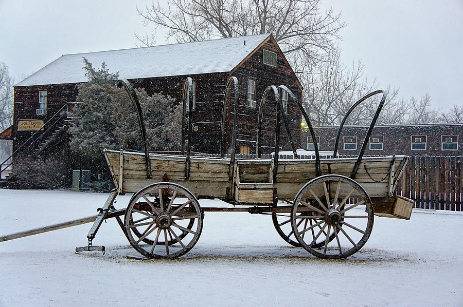 Old Wagon in the Snow Photograph by Jenny Hudson