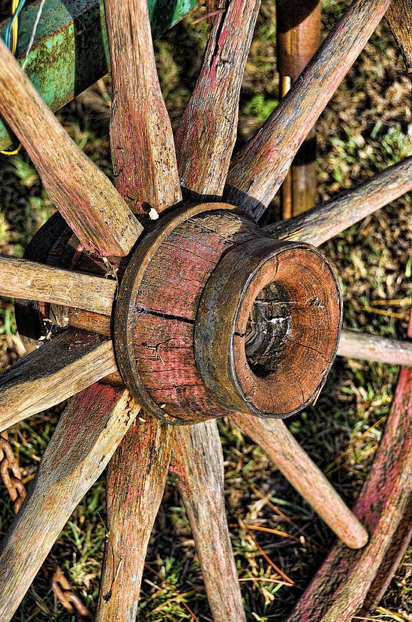 Still Life Photograph - Old Wagon Wheel by Jan Amiss Photography