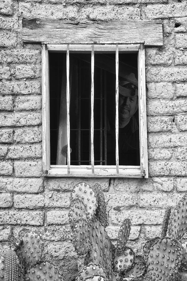Old Western Jailhouse Window in Black and White Photograph by James BO Insogna