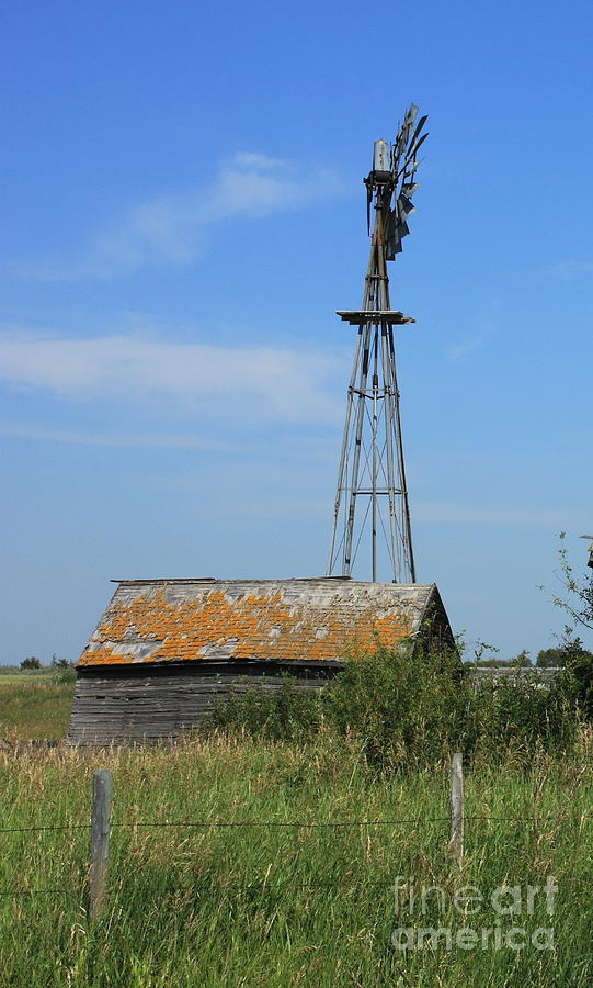 Old Windmill and Shed Photograph by Jim Sauchyn