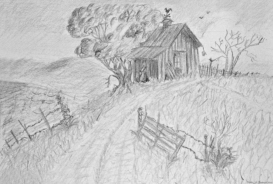 Old Woodshed II Drawing by Debbie Portwood