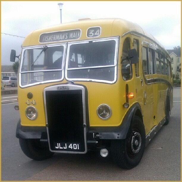 Coach Photograph - #old #yellow #bus #exmouth #seafront by Kevin Zoller