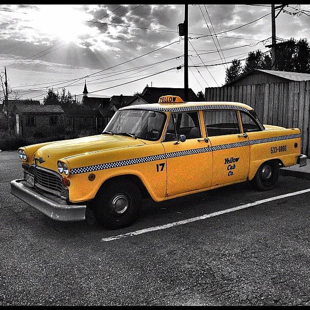 Car Photograph - Old Yellow Taxi by Jonathan Joslyn