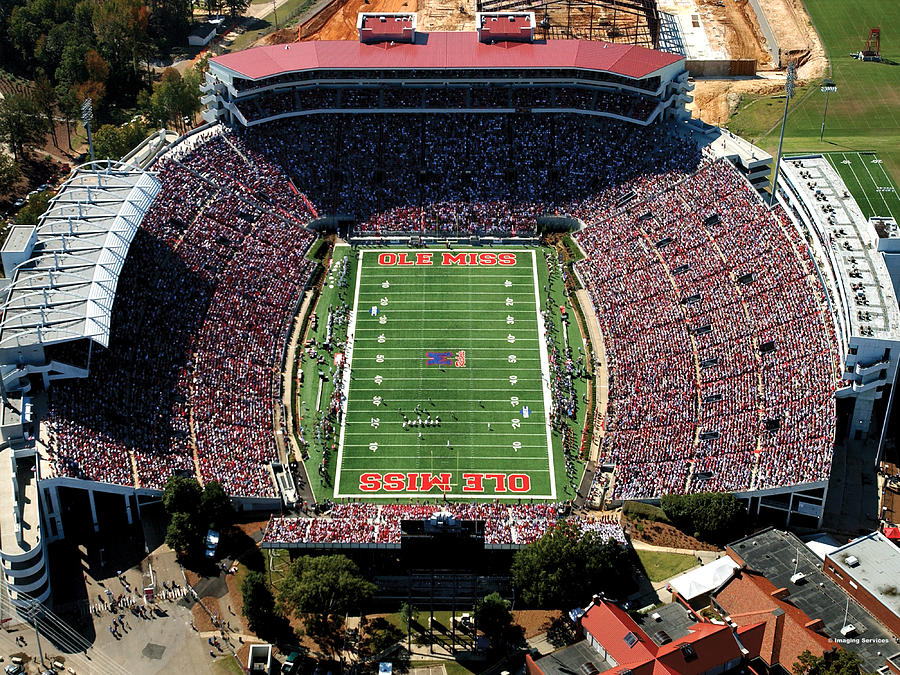 Ole Miss Vaught-hemingway Stadium Aerial View Photograph By University ...