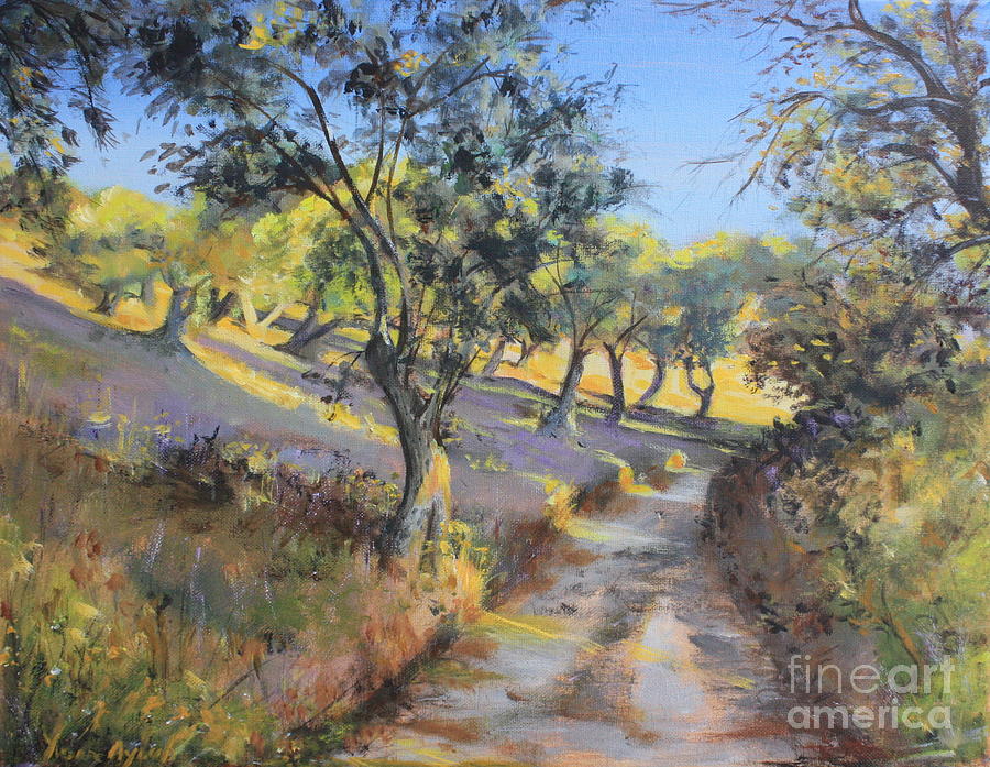 Olive Groves in Autumn Painting by Yvonne Ayoub