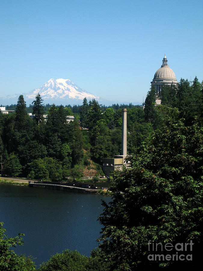 Olympia WA Capitol and Mt Rainier Photograph by Phyllis Kaltenbach