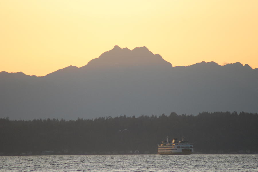 Olympic Mountain Sunset on Puget Sound Photograph by Michael Merry