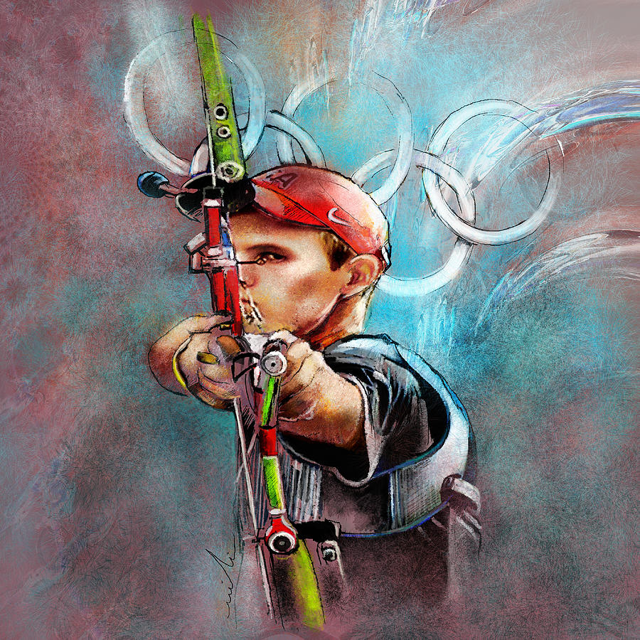 Olympics Archery 02 Painting by Miki De Goodaboom
