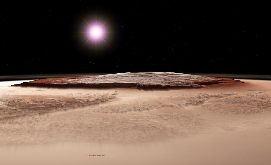 Space Photograph - Olympus Mons, Mars by Detlev Van Ravenswaay