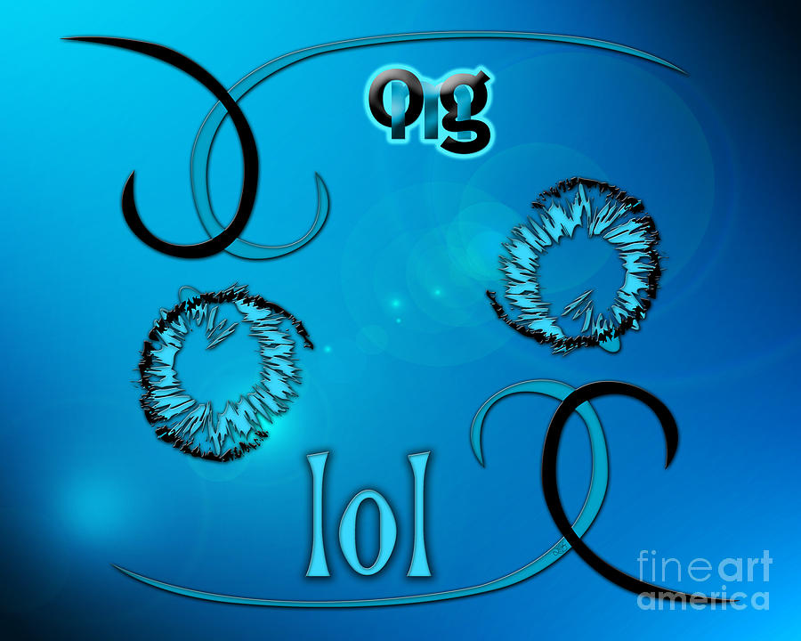 Cool Digital Art - OMG lol-blue twirl by Linda Seacord