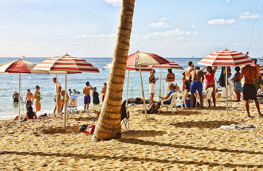 Umbrella Photograph - On the Beach at Wakiki by Linda Phelps