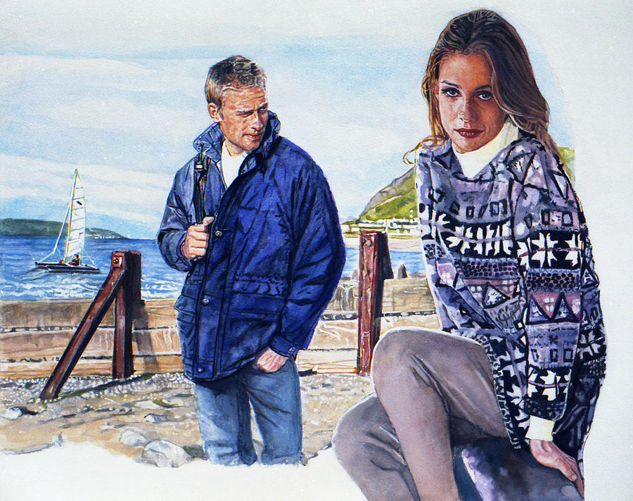Portrait Painting - On the beach by Michael Haslam
