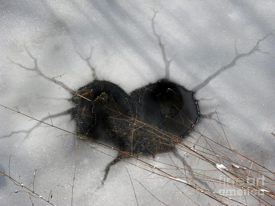 Winter Photograph - On the River. Heart in Ice 01 by Ausra Huntington nee Paulauskaite