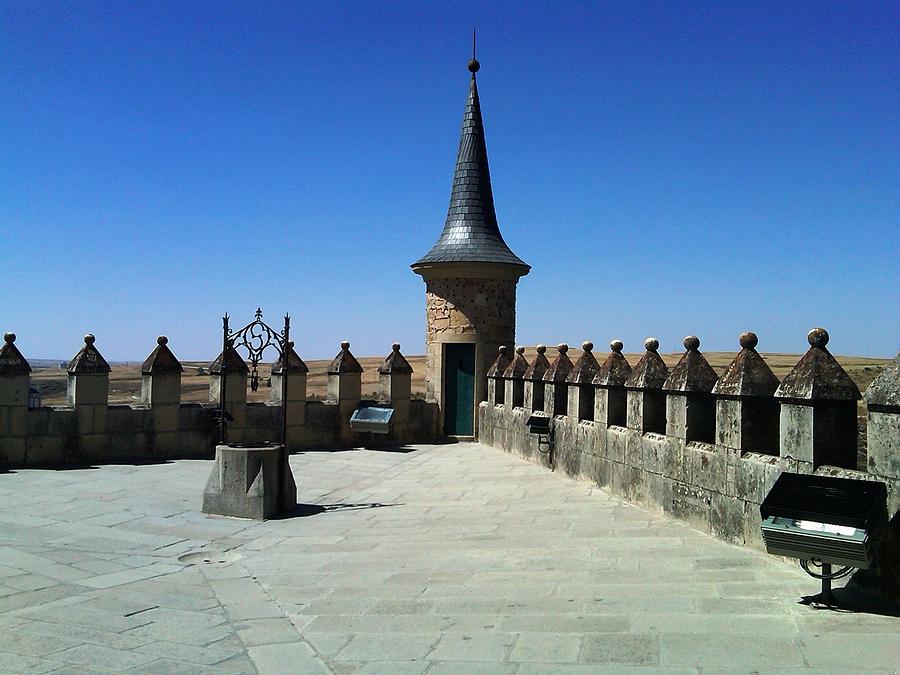 On the Roof II of Segovia Castle with Cone Shaped Railing in Spain Photograph by John Shiron