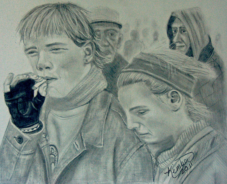 On the streets Drawing by Kimber  Butler