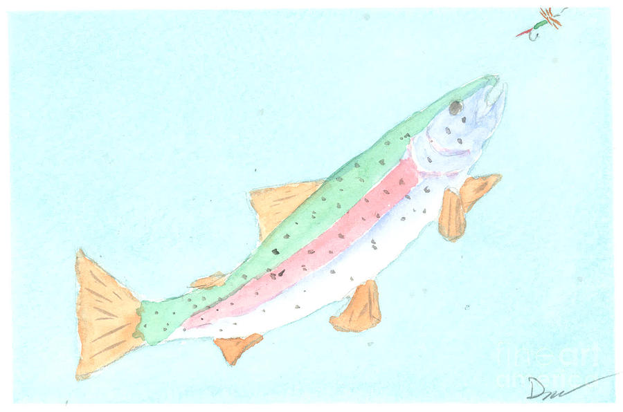 Trout Painting - On the Take by David Crowell