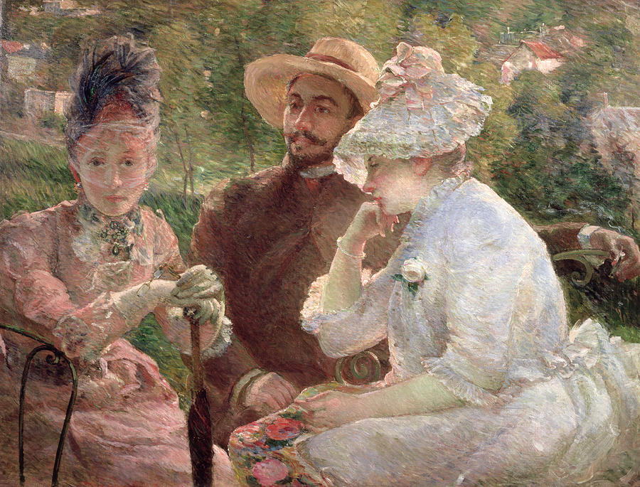 On The Terrace At Sevres Painting by Marie Bracquemond