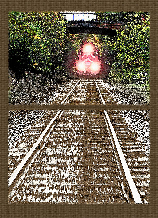 Transportation Photograph - Oncoming Train Diptych by Steve Ohlsen