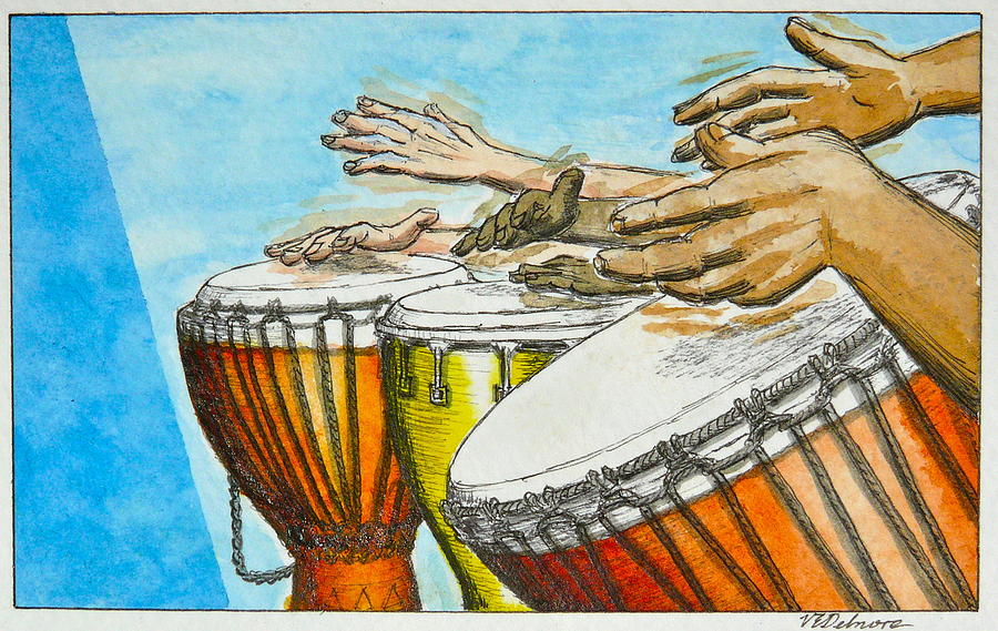 One Song Many Hands Painting by Vic Delnore