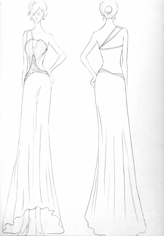 Open Back Dress 1 Drawing By Zhimin Zhai