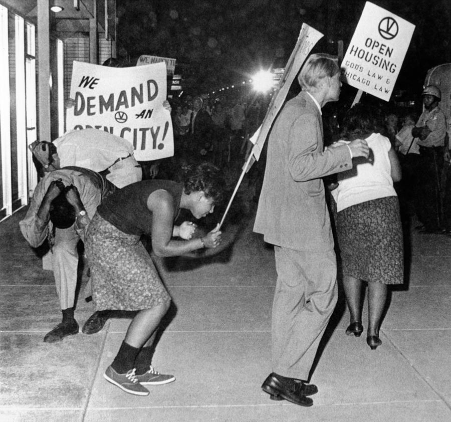 Open Housing Demonstrators Attacked Photograph by Everett - Fine Art ...