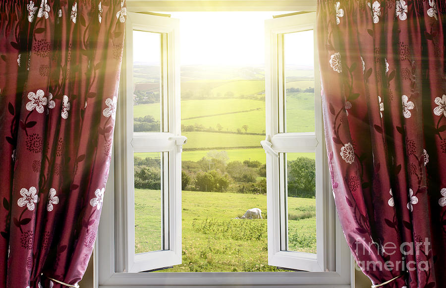 Open window with countryside view Photograph by Simon Bratt