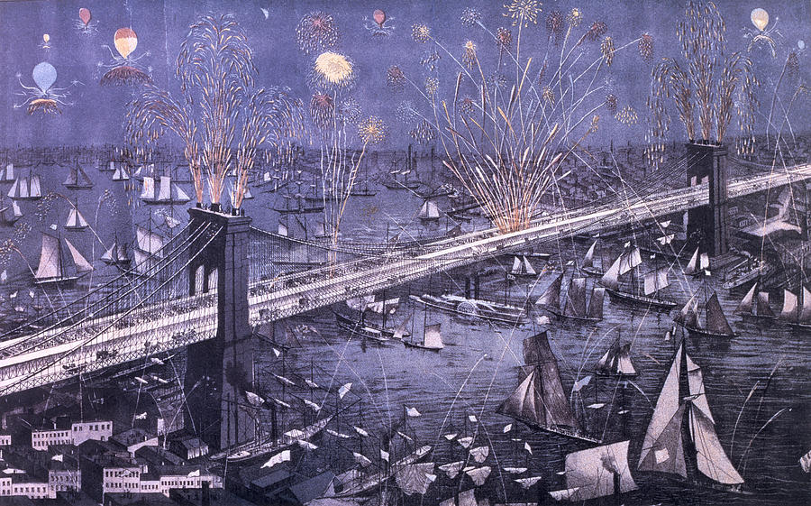 Ss Fireworks On Brooklyn Bridge
