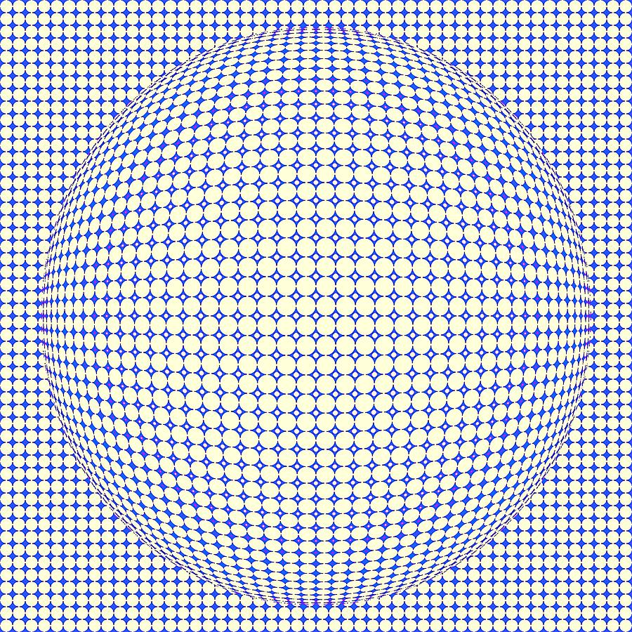 Abstract Digital Art - Optical Illusion Blue Yellow Ball by Sumit Mehndiratta