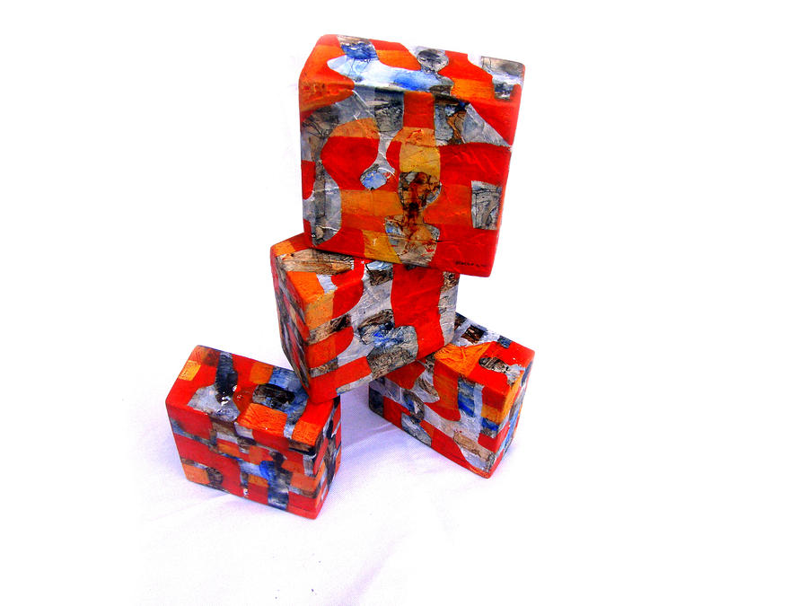 orange 3D blocks Painting by Ronex Ahimbisibwe