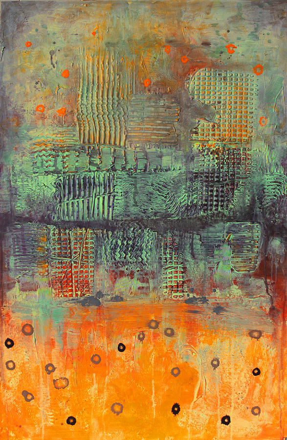 Orange abstract Painting by Lolita Bronzini